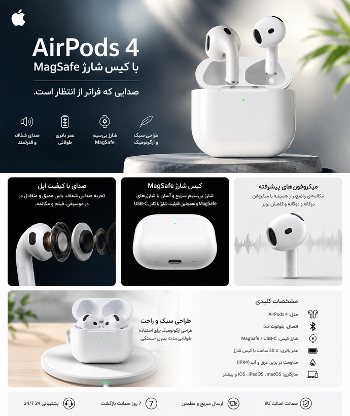 هندزفری بیسیم Apple AirPods 4